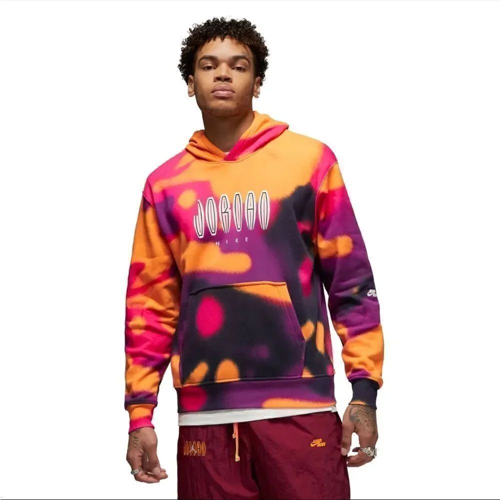 Jordan Flight MVP Fleece Hoodie Hooded sweatshirt 🏀Men's Tie Dye DV4587-705